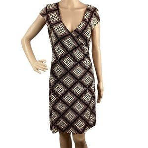 Laundry by Shelli Segal Vintage Dress Size 2 Brown Geometric Print